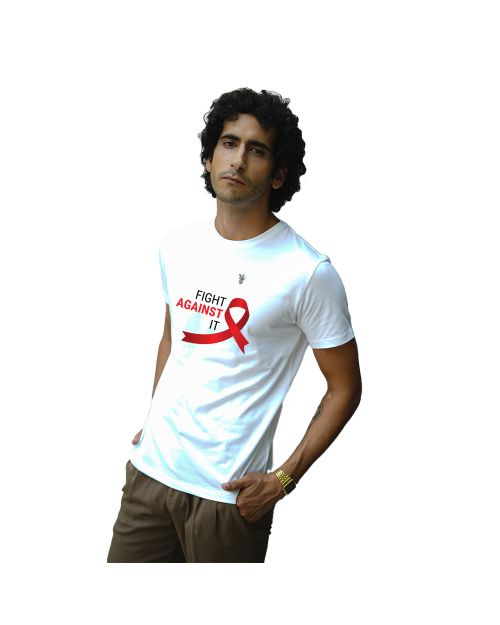 Fight Against It Greys and Blues Pima Unisex Round Neck T-shirt - White