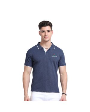 Greys&Blues EcoBlend Polo Tshirt- Navy Melange with White Tipping